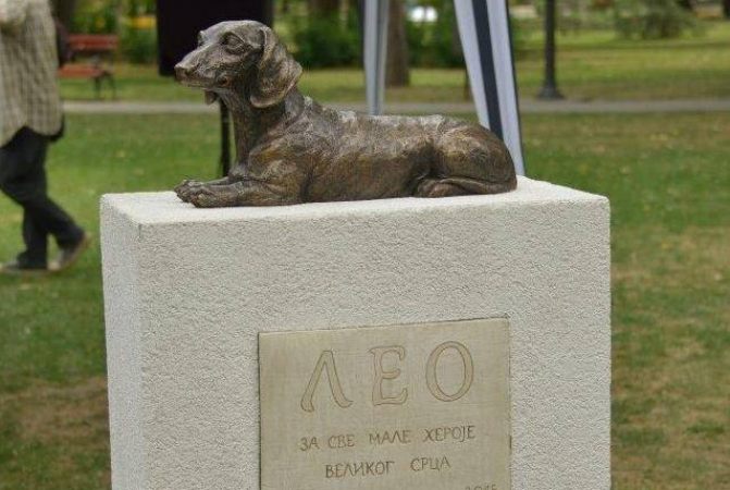 la statua al cane-eroe a Pancevo