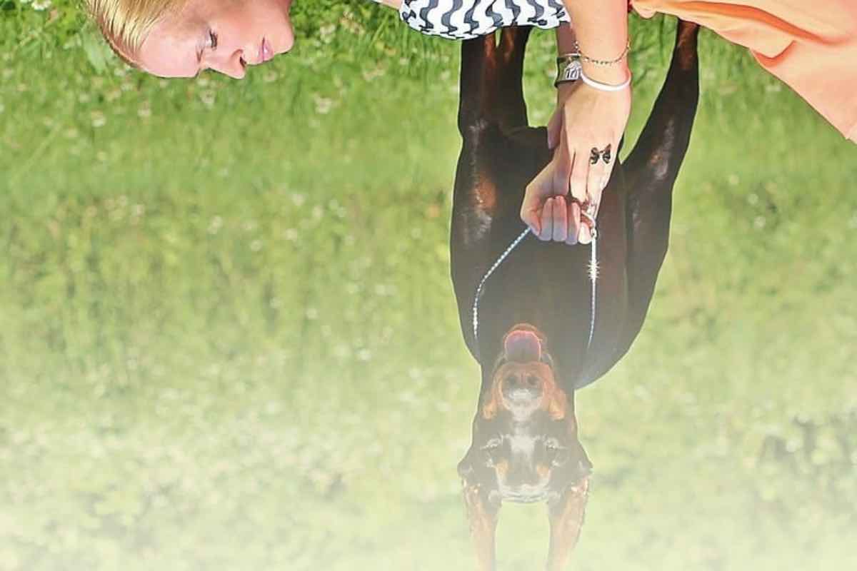 Una donna con il suo cane Dobermann nei sogni